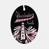 Cheerleader 📣 💖 Glam - Schwarz und Rosa 2 Ornament Aus Metall (Vorderseite links)