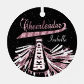 Cheerleader 📣 💖 Glam - Schwarz und Rosa 2 Ornament Aus Metall (Rückseite)