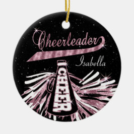 Cheerleader 📣 💖 Glam - Schwarz und Rosa Keramik Ornament