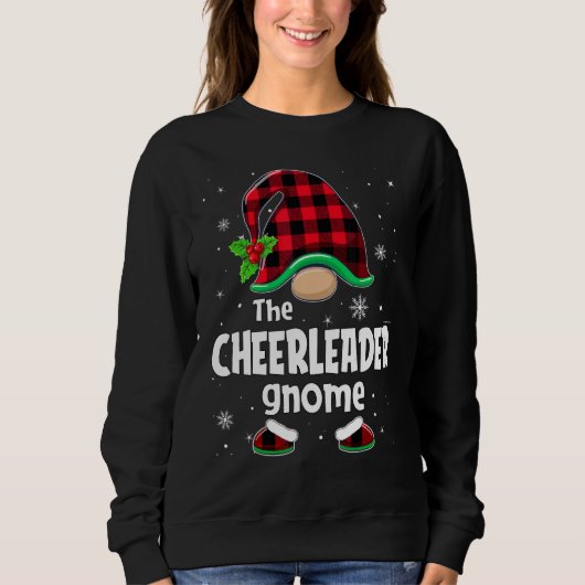 Cheerleader Gnome Buffalo Plaid Christmas Matching Sweatshirt (Vorderseite)