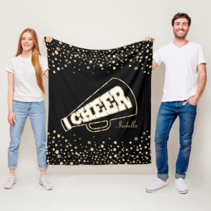Cheerleader - Goldpunkte und Schwarz Fleecedecke