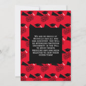 Cheerleader Graduation Party Rot und Schwarz Einladung (Rückseite)