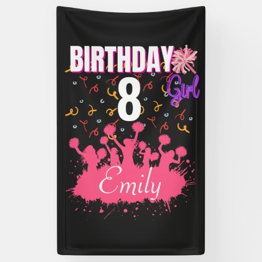Cheerleader Gymnastic Birthday Girl Banner (Vertikal)
