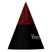 Cheerleader "Happy Birthday" Black / Red Sparkle Partyhütchen (Rückseite)