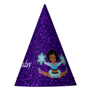 Cheerleader "Happy Birthday" Lila Sparkle Partyhütchen