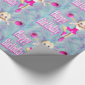 Cheerleader Happy Birthday Pastel Colors Geschenkpapier (Ecke)