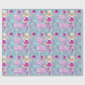 Cheerleader Happy Birthday Pastel Colors Geschenkpapier (Flach)