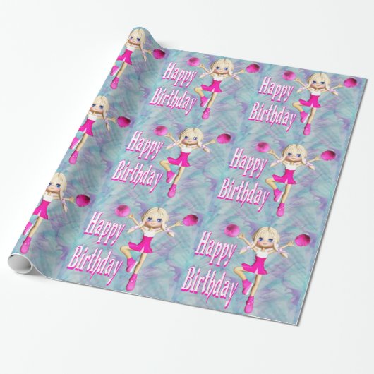 Cheerleader Happy Birthday Pastel Colors Geschenkpapier (Ungerollt)