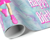 Cheerleader Happy Birthday Pastel Colors Geschenkpapier (Rolleneckpunkt)