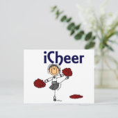Cheerleader I Cheer Strichmännchen Postkarte (Stehend Vorderseite)