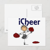 Cheerleader I Cheer Strichmännchen Postkarte (Vorne/Hinten)