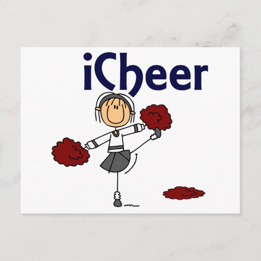 Cheerleader I Cheer Strichmännchen Postkarte (Vorderseite)