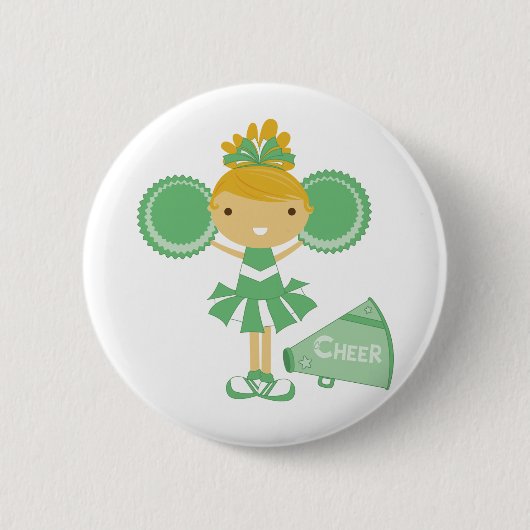 Cheerleader im Grün Button (Vorderseite)