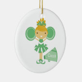 Cheerleader im Grün Keramik Ornament (Rechts)