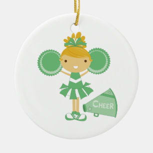 Cheerleader im Grün Keramik Ornament