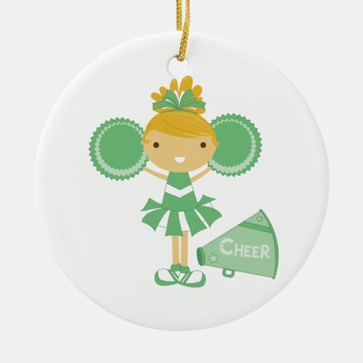 Cheerleader im Grün Keramik Ornament (Vorne)