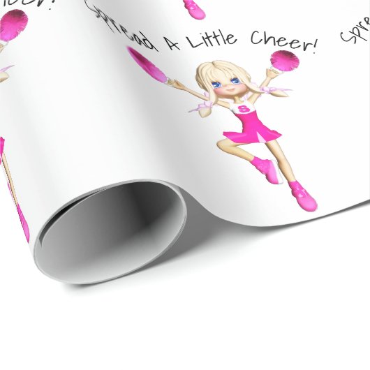 Cheerleader im Pink verbreitete einen wenigen Geschenkpapier (Rolleneckpunkt)