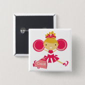 Cheerleader im Rot Button (Vorne & Hinten)