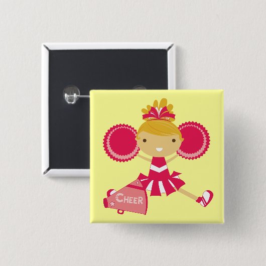 Cheerleader im Rot Button (Vorne & Hinten)