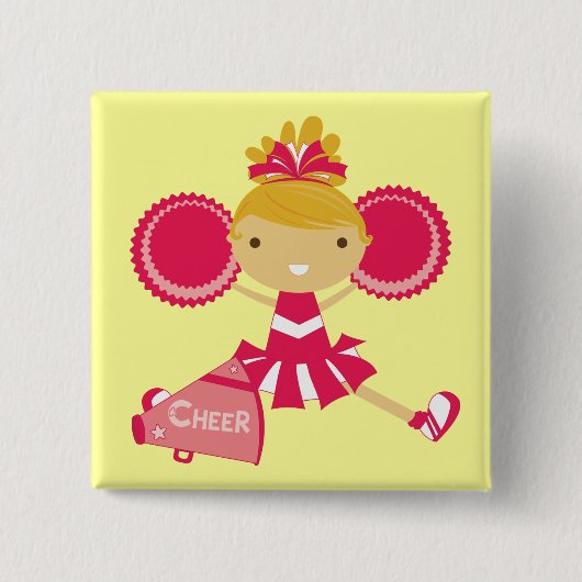 Cheerleader im Rot Button (Vorderseite)