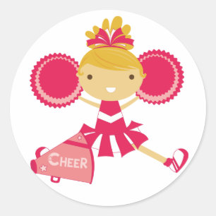 Cheerleader im Rot Runder Aufkleber