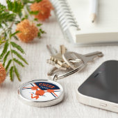 Cheerleader in Blau, Orange und Weiß Schlüsselanhänger (Seite)