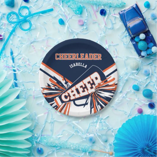 Cheerleader in Blue, Orange, White Pappteller (Party)