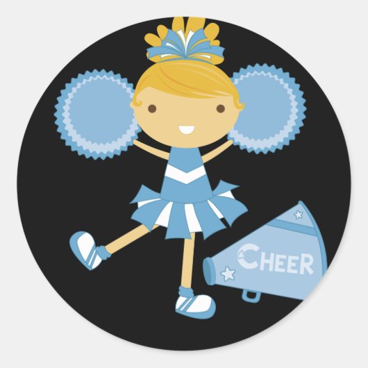 Cheerleader in Blue Runder Aufkleber (Vorderseite)