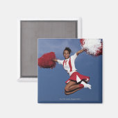Cheerleader in der Luft Magnet (Vorderseite/Rückseite)