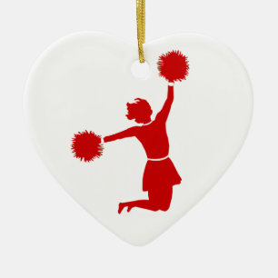 Cheerleader in der Silhouette-Herz-Form-Verzierung Keramikornament