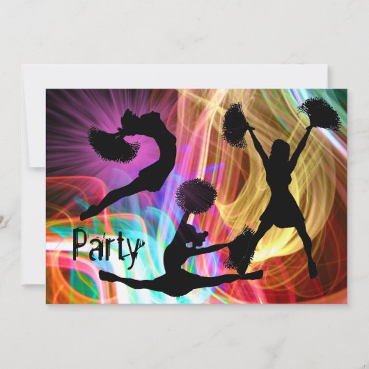 Cheerleader in Electric Laser Show Einladung (Vorderseite)