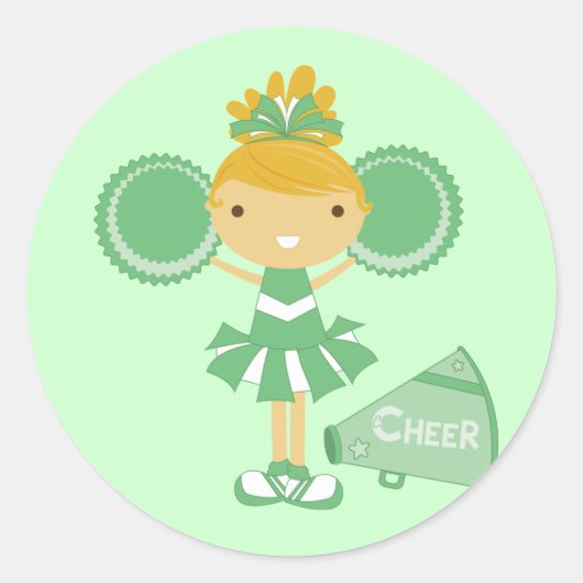 Cheerleader in Green Runder Aufkleber (Vorderseite)