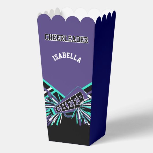 Cheerleader in Lila, Aquamarin und schwarz Geschenkschachtel (Vorderseite)