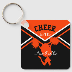 Cheerleader in Orange und Black Schlüsselanhänger