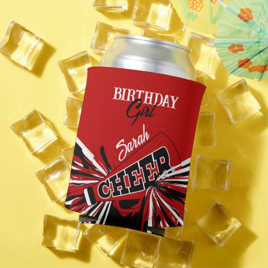 Cheerleader in Rot, Schwarz und Weiß Dosenkühler (In Situ Sommer)