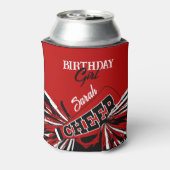 Cheerleader in Rot, Schwarz und Weiß Dosenkühler (Kanne Rückseite)