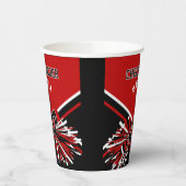Cheerleader in Rot, Schwarz und Weiß Pappbecher (Links)