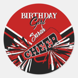 Cheerleader in Rot, Schwarz und Weiß Runder Aufkleber