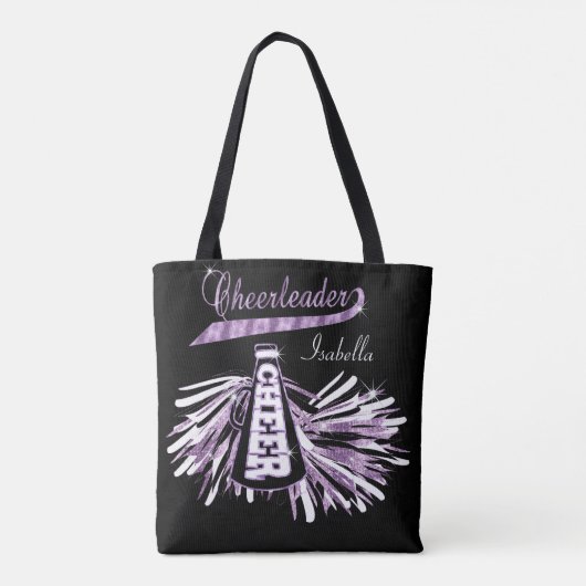 Cheerleader lila, Schwarz und Weiß-Glitzer Tasche (Rückseite)