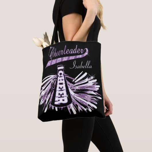 Cheerleader lila, Schwarz und Weiß-Glitzer Tasche (Von Nahem)