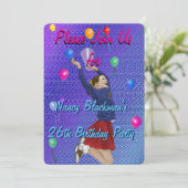 Cheerleader, Lila und Ballons Einladung (Stehend Vorderseite)