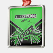 Cheerleader - Lime Green, Black und Silver Ornament Aus Metall (Links)