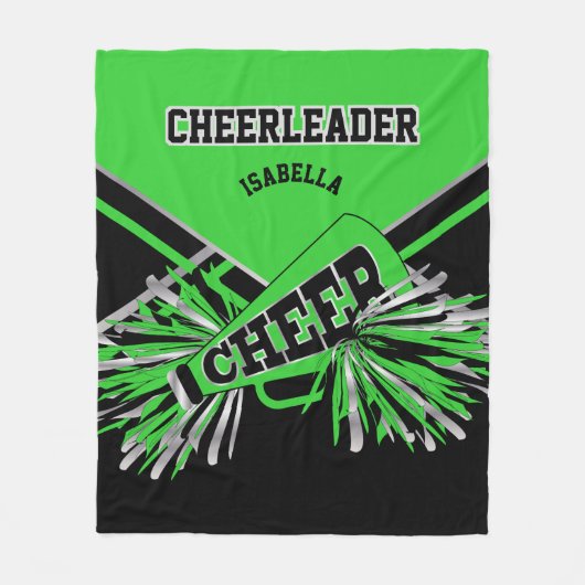 📣 Cheerleader - Lime Green, Silver & Black 2 Fleecedecke (Vorderseite)