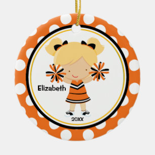 Cheerleader-Mädchen-Weihnachtsdekoration Schwarz O Keramikornament