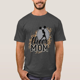 Cheerleader Mama Leopard Print Womens Proud Cheerl T-Shirt