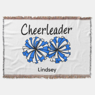 Cheerleader mit blauen und weißen Pom-Poms Decke