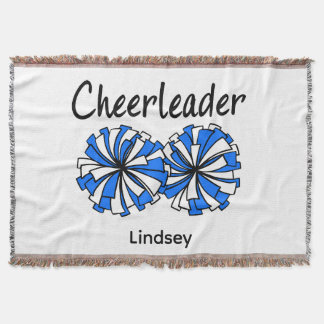 Cheerleader mit blauen und weißen Pom-Poms Decke