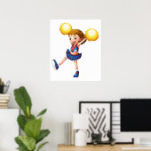 Cheerleader mit gelben Poms Poster (Heimbüro)