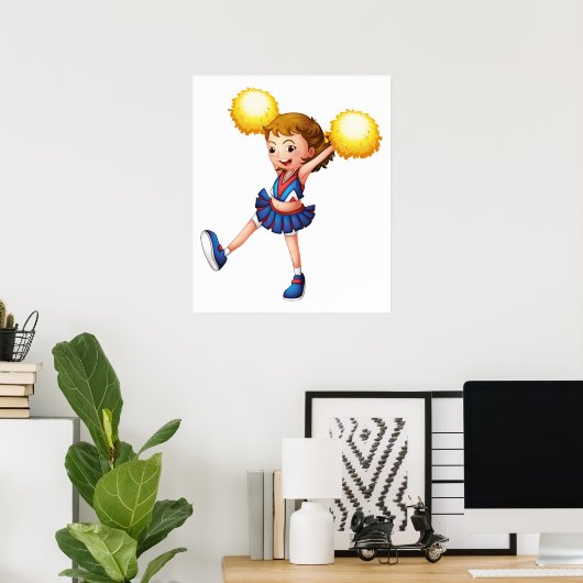 Cheerleader mit gelben Poms Poster (Heimbüro)