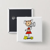 Cheerleader mit Megaphon-T-Shirts und Geschenken Button (Vorne & Hinten)